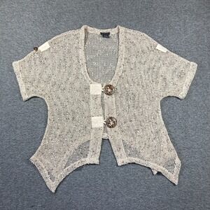 Katie Todd Open Knit Lagenlook Cardigan Shirt Womens Small S Beige